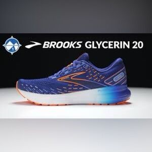 Brooks Men’s 10 Glycerin GTS 20 Orange Navy Blue Running Walking Hiking Comfort!
